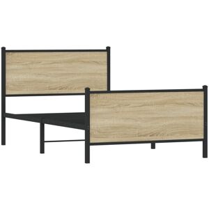 vidaXL Metal Bed Frame with Headboard and Footboard Sonoma Oak 100x190 cm vidaXL Metal Bed Frame with Headboard and Footboard Sonoma Oak 100x190 cm