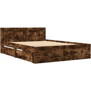 vidaXL Bed Frame with Headboard Bed Smoked Oak 120x200 cm Engineered Wood vidaXL Bed Frame with Headboard Bed Smoked Oak 120x200 cm Engineered Wood