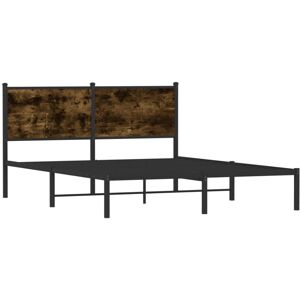 vidaXL Metal Bed Frame with Headboard Bed Base Bedstead Smoked Oak 140x200 cm vidaXL Metal Bed Frame with Headboard Bed Base Bedstead Smoked Oak 140x200 cm