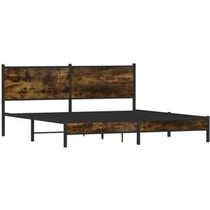 vidaXL Metal Bed Frame with Headboard Bed Base Bedstead Smoked Oak 160x200 cm vidaXL Metal Bed Frame with Headboard Bed Base Bedstead Smoked Oak 160x200 cm