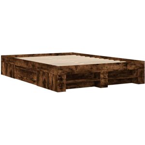 vidaXL Bed Frame Bed Base Home Bedstead Smoked Oak 140x190 cm Engineered Wood vidaXL Bed Frame Bed Base Home Bedstead Smoked Oak 140x190 cm Engineered Wood