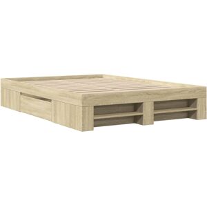 vidaXL Bed Frame Bed Base Home Bedstead Sonoma Oak 140x200 cm Engineered Wood vidaXL Bed Frame Bed Base Home Bedstead Sonoma Oak 140x200 cm Engineered Wood