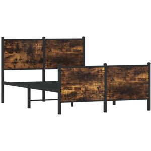 vidaXL Metal Bed Frame with Headboard and Footboard Smoked Oak Small Double vidaXL Metal Bed Frame with Headboard and Footboard Smoked Oak Small Double