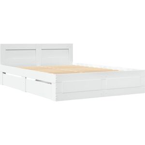 vidaXL Bed Frame with Headboard White 120x200 cm Engineered Wood - Bed Frame vidaXL Bed Frame with Headboard White 120x200 cm Engineered Wood - Bed Frame
