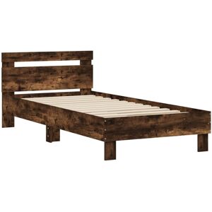 vidaXL Bed Frame & Headboard Smoked Oak 75x190 cm Small Single Engineered wood vidaXL Bed Frame & Headboard Smoked Oak 75x190 cm Small Single Engineered wood