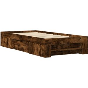 vidaXL Bed Frame Bed Base Home Bedstead Smoked Oak 100x200 cm Engineered Wood vidaXL Bed Frame Bed Base Home Bedstead Smoked Oak 100x200 cm Engineered Wood