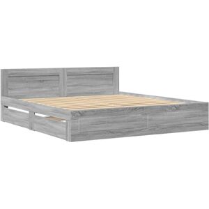 vidaXL 3295539 Grey Sonoma Bed Frame with Storage - Bed Frame vidaXL 3295539 Grey Sonoma Bed Frame with Storage - Bed Frame