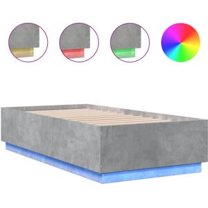(concrete grey, 90 x 190 cm) vidaXL Bed Frame with LED Lights Bed Base Mattress (concrete grey, 90 x 190 cm) vidaXL Bed Frame with LED Lights Bed Base Mattress