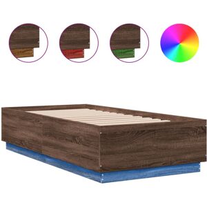 (brown oak, 75 x 190 cm) vidaXL Bed Frame with LED Lights Bed Base Mattress Foun (brown oak, 75 x 190 cm) vidaXL Bed Frame with LED Lights Bed Base Mattress Foun