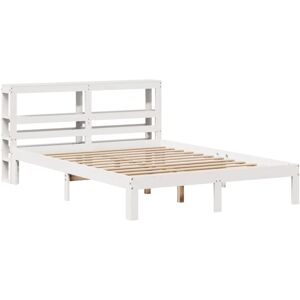 vidaXL Bed Frame with Headboard Bed Base White 160x200 cm Solid Wood Pine vidaXL Bed Frame with Headboard Bed Base White 160x200 cm Solid Wood Pine
