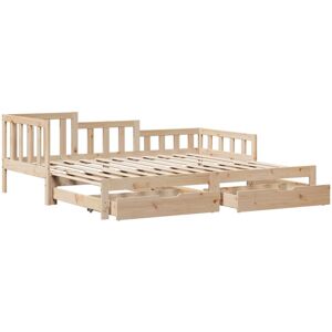 vidaXL Daybed with Trundle and Drawers - 90x200 cm - Solid Wood Pine vidaXL Daybed with Trundle and Drawers - 90x200 cm - Solid Wood Pine
