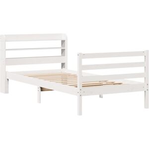 vidaXL Bed Frame with Headboard White 75x190 cm Small Single Solid Wood Pine vidaXL Bed Frame with Headboard White 75x190 cm Small Single Solid Wood Pine