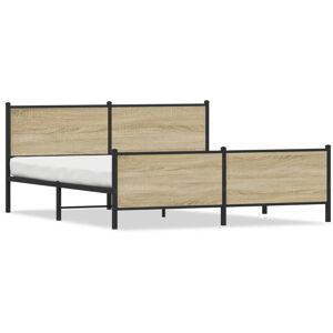 vidaXL Metal Bed Frame with Headboard and Footboard Sonoma Oak 183x213 cm vidaXL Metal Bed Frame with Headboard and Footboard Sonoma Oak 183x213 cm