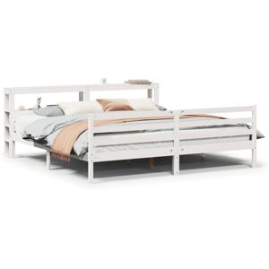 vidaXL Bed Frame with Headboard White 180x200 cm Super King Solid Wood Pine vidaXL Bed Frame with Headboard White 180x200 cm Super King Solid Wood Pine