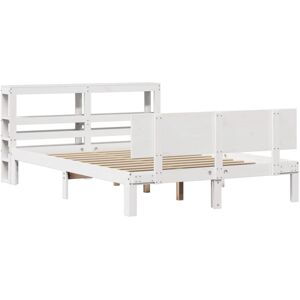 vidaXL Bed Frame with Headboard White 150x200 cm King Size Solid Wood Pine vidaXL Bed Frame with Headboard White 150x200 cm King Size Solid Wood Pine