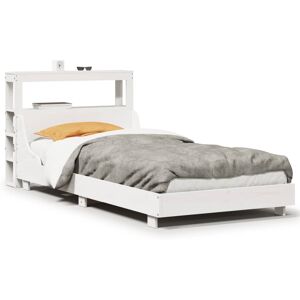 vidaXL Bed Frame with Headboard Bed White 90x190 cm Single Solid Wood Pine vidaXL Bed Frame with Headboard Bed White 90x190 cm Single Solid Wood Pine