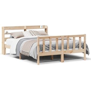 vidaXL Bed Frame with Headboard Bed Base 135x190 cm Double Solid Wood Pine vidaXL Bed Frame with Headboard Bed Base 135x190 cm Double Solid Wood Pine