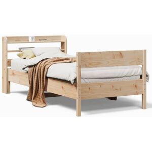 vidaXL Bed Frame with Headboard Bed 75x190 cm Small Single Solid Wood Pine vidaXL Bed Frame with Headboard Bed 75x190 cm Small Single Solid Wood Pine
