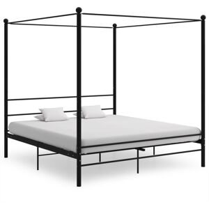 vidaXL Canopy Bed Frame Bed Base Bedstead Black Metal 180x200 cm Super King vidaXL Canopy Bed Frame Bed Base Bedstead Black Metal 180x200 cm Super King