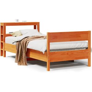 vidaXL Bed Frame with Headboard Bed Wax Brown Small Single Solid Wood Pine vidaXL Bed Frame with Headboard Bed Wax Brown Small Single Solid Wood Pine