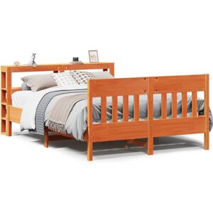 vidaXL Bed Frame with Headboard Bed Base Wax Brown 140x190 cm Solid Wood Pine vidaXL Bed Frame with Headboard Bed Base Wax Brown 140x190 cm Solid Wood Pine