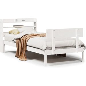 vidaXL Bed Frame with Headboard White 75x190 cm Small Single Solid Wood Pine vidaXL Bed Frame with Headboard White 75x190 cm Small Single Solid Wood Pine