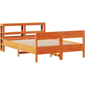 vidaXL Bed Frame with Headboard Bed Base Wax Brown 160x200 cm Solid Wood Pine vidaXL Bed Frame with Headboard Bed Base Wax Brown 160x200 cm Solid Wood Pine