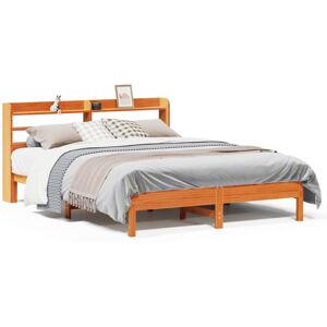 vidaXL Bed Frame with Headboard Wax Brown 150x200 cm King Size Solid Wood Pine vidaXL Bed Frame with Headboard Wax Brown 150x200 cm King Size Solid Wood Pine