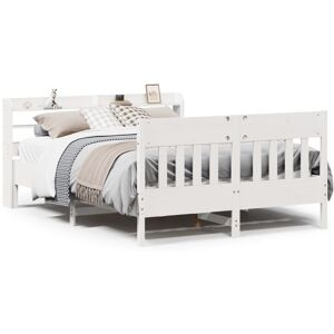 vidaXL Bed Frame with Headboard White 150x200 cm King Size Solid Wood Pine vidaXL Bed Frame with Headboard White 150x200 cm King Size Solid Wood Pine
