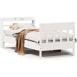 vidaXL Bed Frame with Headboard Home Bed Base White 90x200 cm Solid Wood Pine vidaXL Bed Frame with Headboard Home Bed Base White 90x200 cm Solid Wood Pine