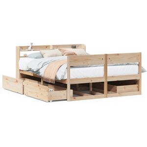 vidaXL Bed Frame 150x200 cm Solid Wood Pine - King Size vidaXL Bed Frame 150x200 cm Solid Wood Pine - King Size