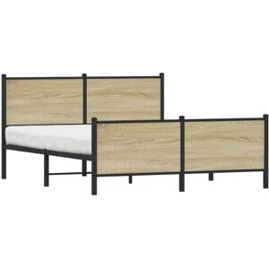 vidaXL Metal Bed Frame with Headboard and Footboard Bed Sonoma Oak King Size vidaXL Metal Bed Frame with Headboard and Footboard Bed Sonoma Oak King Size