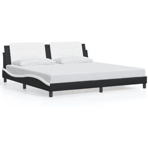 vidaXL Bed Frame with Headboard - 200x200 cm, Black and White vidaXL Bed Frame with Headboard - 200x200 cm, Black and White