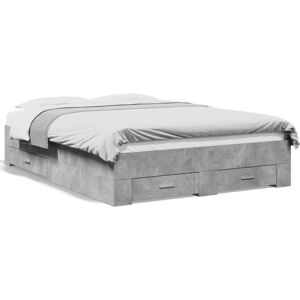 (concrete grey, 120 x 190 cm) vidaXL Bed Frame with Drawers Bed Base Grey Sonoma (concrete grey, 120 x 190 cm) vidaXL Bed Frame with Drawers Bed Base Grey Sonoma