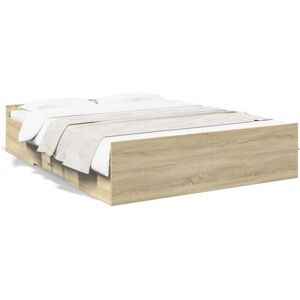(sonoma oak, 150 x 200 cm) vidaXL Bed Frame with Drawers Bed Base Sonoma Oak 120 (sonoma oak, 150 x 200 cm) vidaXL Bed Frame with Drawers Bed Base Sonoma Oak 120