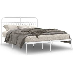 (white, 160 x 200 cm/ with headboard) vidaXL Metal Bed Frame with Headboard and (white, 160 x 200 cm/ with headboard) vidaXL Metal Bed Frame with Headboard and