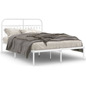 (white, 135 x 190 cm/ with headboard) vidaXL Metal Bed Frame with Headboard and (white, 135 x 190 cm/ with headboard) vidaXL Metal Bed Frame with Headboard and