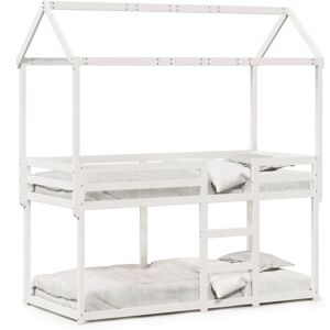 (white, 75 x 190 cm) vidaXL Bunk Bed with Roof Kids Bed Frame Wax Brown 75x190 c (white, 75 x 190 cm) vidaXL Bunk Bed with Roof Kids Bed Frame Wax Brown 75x190 c
