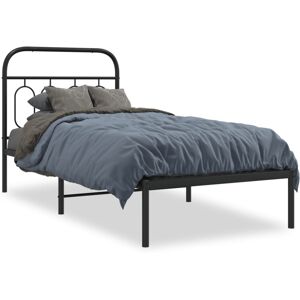 (black, 90 x 190 cm/ with headboard) vidaXL Metal Bed Frame with Headboard and F (black, 90 x 190 cm/ with headboard) vidaXL Metal Bed Frame with Headboard and F