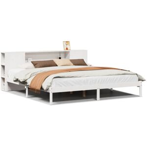 vidaXL Bookcase Bed without Mattress Bed White Super King Solid Wood Pine vidaXL Bookcase Bed without Mattress Bed White Super King Solid Wood Pine
