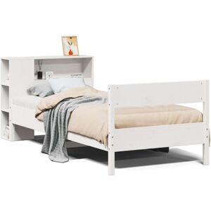 vidaXL Bookcase Bed without Mattress White 90x190 cm Single Solid Wood Pine - Bed vidaXL Bookcase Bed without Mattress White 90x190 cm Single Solid Wood Pine - Bed