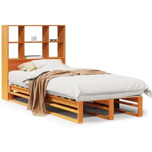 vidaXL Bookcase Bed without Mattress Bed Wax Brown Small Single Solid Wood vidaXL Bookcase Bed without Mattress Bed Wax Brown Small Single Solid Wood