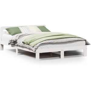 vidaXL Bed Frame without Mattress White 150x200 cm King Size Solid Wood Pine vidaXL Bed Frame without Mattress White 150x200 cm King Size Solid Wood Pine