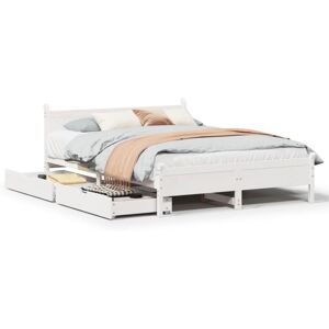 vidaXL Bed Frame White 160x200 cm Solid Pine - Bed Frame vidaXL Bed Frame White 160x200 cm Solid Pine - Bed Frame