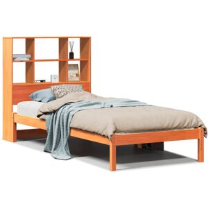 vidaXL Bookcase Bed without Mattress Wax Brown Small Single Solid Wood Pine vidaXL Bookcase Bed without Mattress Wax Brown Small Single Solid Wood Pine