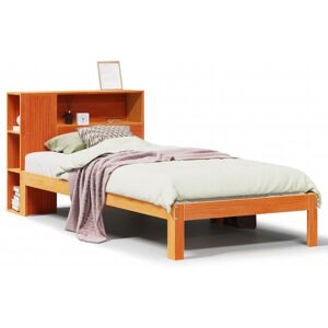 vidaXL Bookcase Bed without Mattress Wax Brown Small Single Solid Wood Pine vidaXL Bookcase Bed without Mattress Wax Brown Small Single Solid Wood Pine