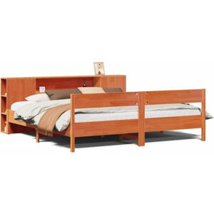 vidaXL Bookcase Bed without Mattress Wax Brown Super King Solid Wood Pine vidaXL Bookcase Bed without Mattress Wax Brown Super King Solid Wood Pine