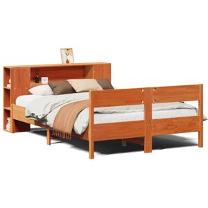 vidaXL Bookcase Bed without Mattress Bed Wax Brown 120x200cm Solid Wood Pine vidaXL Bookcase Bed without Mattress Bed Wax Brown 120x200cm Solid Wood Pine