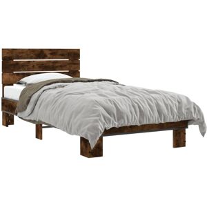 (smoked oak, 90 x 190 cm) vidaXL Bed Frame Mattress Foundation Home Bed Base Eng (smoked oak, 90 x 190 cm) vidaXL Bed Frame Mattress Foundation Home Bed Base Eng