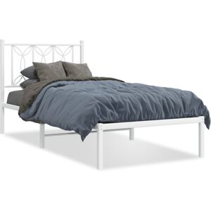 (white, 90 x 190 cm/ with headboard) vidaXL Metal Bed Frame with Headboard Home (white, 90 x 190 cm/ with headboard) vidaXL Metal Bed Frame with Headboard Home